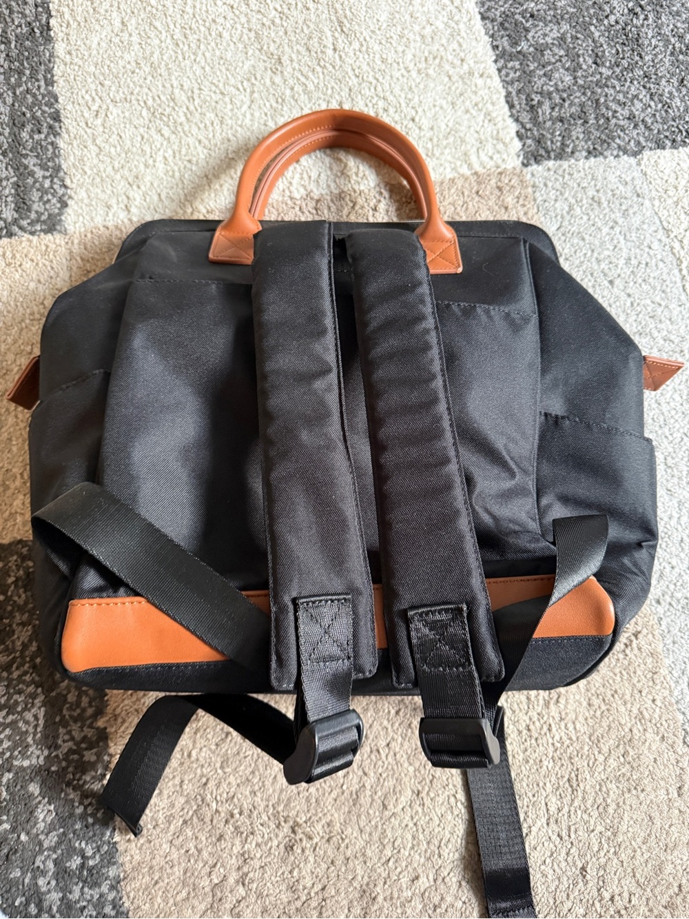 Maevn Ready Go 2 Clinical Black and Tan Backpack Tote with Leather Trim - Picture 2 of 5